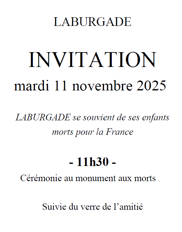 Invitation 11 novembre 2025 laburgade